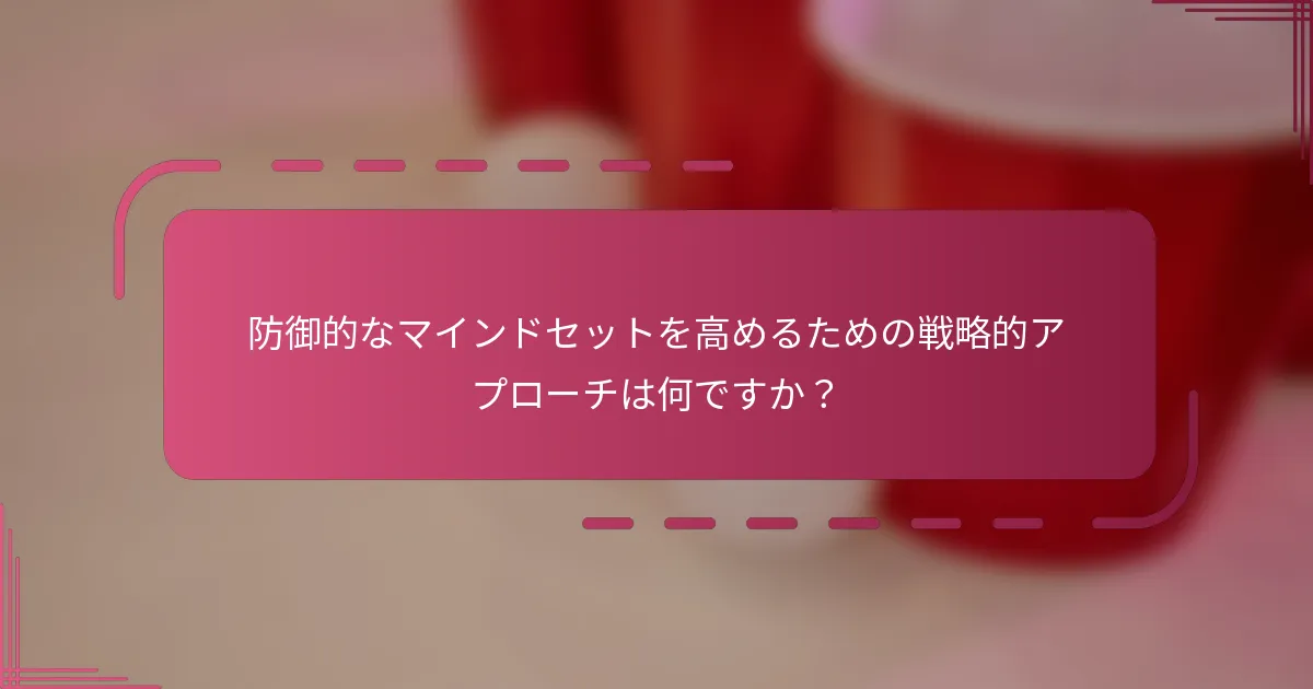 防御的なマインドセットを高めるための戦略的アプローチは何ですか？