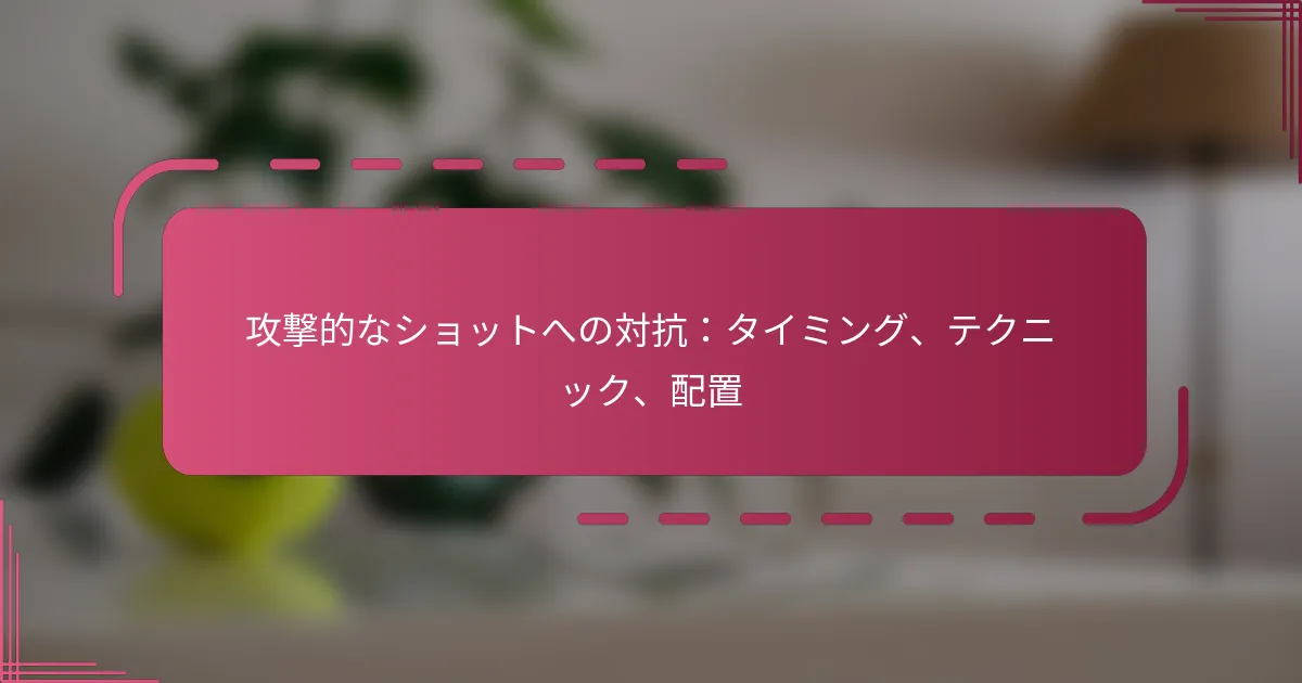攻撃的なショットへの対抗：タイミング、テクニック、配置
