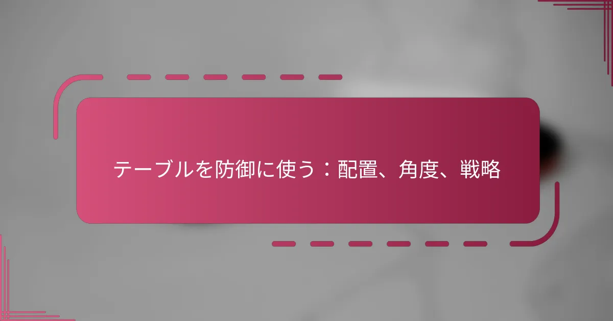 テーブルを防御に使う：配置、角度、戦略