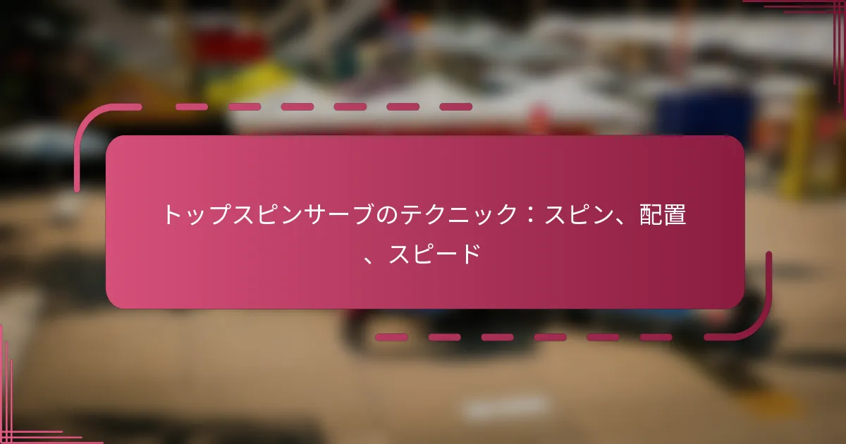トップスピンサーブのテクニック：スピン、配置、スピード