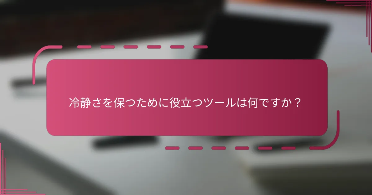 冷静さを保つために役立つツールは何ですか?