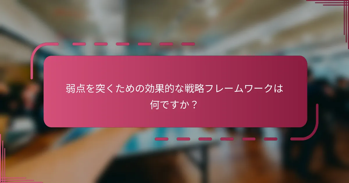 弱点を突くための効果的な戦略フレームワークは何ですか？